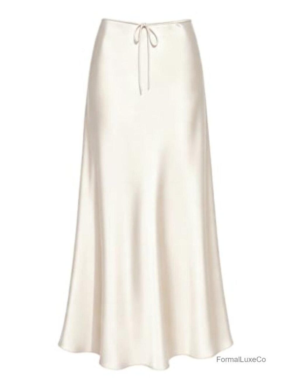 Satin Silk Maxi Skirt High Waisted A-Line Drawstring Flowy